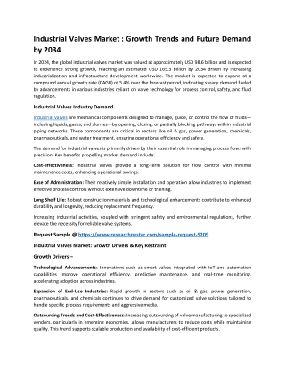 Industrial Valves Market Report: 2034 Analysis