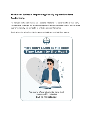 The Role of Scribes in Empowering Visually Impaired Students Academically