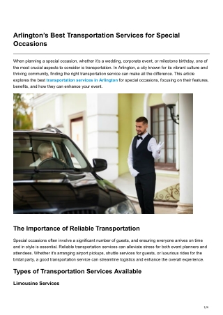 Arlington’s Best Transportation Services for Special Occasions
