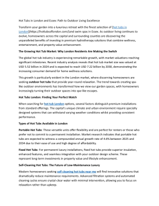 Hot Tubs in London and Essex