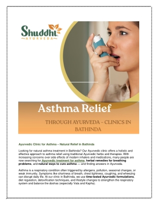 Ayurvedic Clinic for Asthma – Natural Relief in Bathinda
