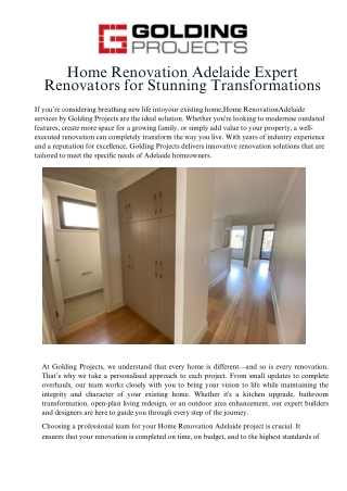 Home Renovation Adelaide  Expert Renovators for Stunning Transformations.pdf