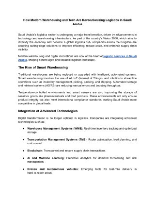 How Modern Warehousing and Tech Are Revolutionizing Logistics in Saudi Arabia