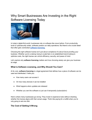 Why Smart Businesses Are Investing in the Right Software Licensing Today