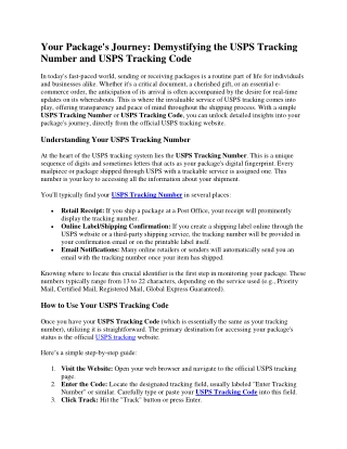 Demystifying the USPS Tracking Number