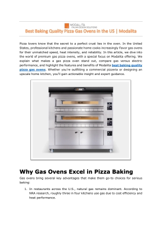 Best Baking Quality Pizza Gas Ovens in the US | Modalita