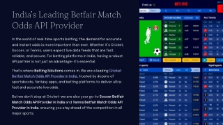 India’s Leading Betfair Match Odds API Provider