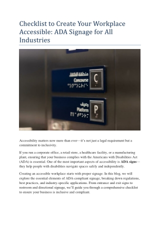 Checklist to Create Your Workplace Accessible ADA Signage for All Industries