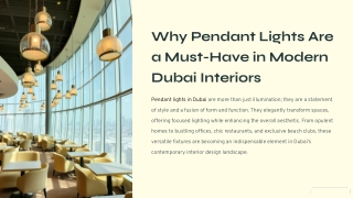 Important of Pendant lights in Dubai Interiors