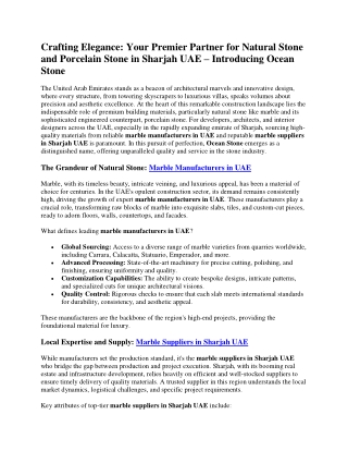 Premier Partner for Natural Stone in Sharjah UAE