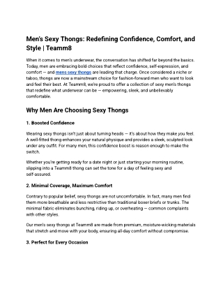 Men’s Sexy Thongs: Redefining Confidence, Comfort, and Style