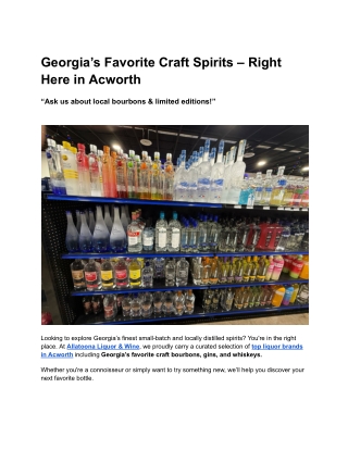 Georgia’s Favorite Craft Spirits