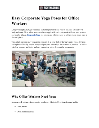 Easy Corporate Yoga Poses for Office Workers