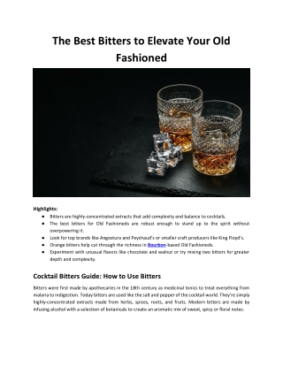 The Best Bitters to Elevate Your Old Fashioned