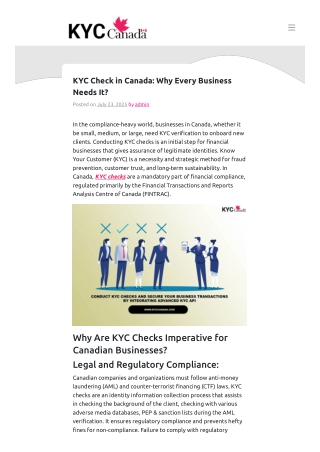 KYC Check in Canada: Why Every Business Needs It?
