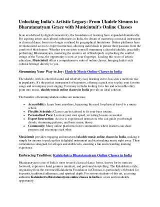 Bharatanatyam Grace with Musicintuit's Online Classes