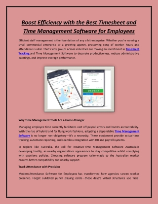 Boost Efficiency with the Best Timesheet and Time Management Software for Employ