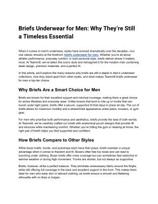 Briefs Underwear for Men: Why They’re Still a Timeless Essential