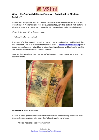 Malini Shop Blog July- Floral Sarong