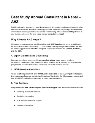 Best Study Abroad Consultant in Nepal – AHZ