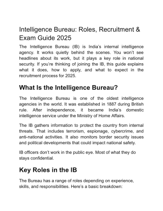 Intelligence Bureau: Roles, Recruitment & Exam Guide 2025