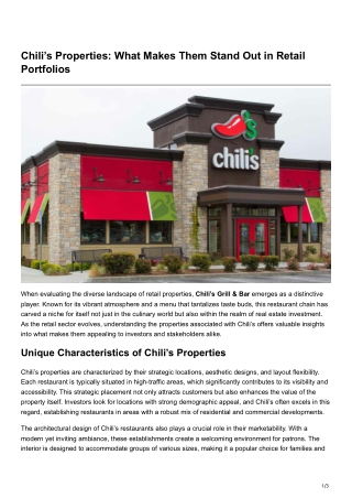 Chili’s Properties What Makes Them Stand Out in Retail Portfolios