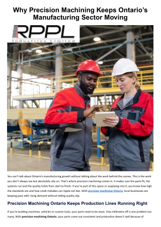 Why Precision Machining Keeps Ontario’s Manufacturing Sector Moving (1)