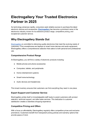 Electrogallery Your Trusted Electronics Partner in 2025