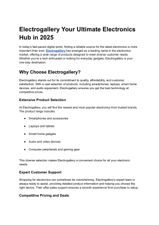Electrogallery Your Ultimate Electronics Hub in 2025