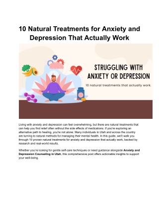 Healing Without Pills: 10 Real Natural Treatments for Anxiety and Depression