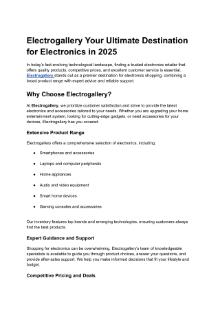 Electrogallery Your Ultimate Destination for Electronics in 2025