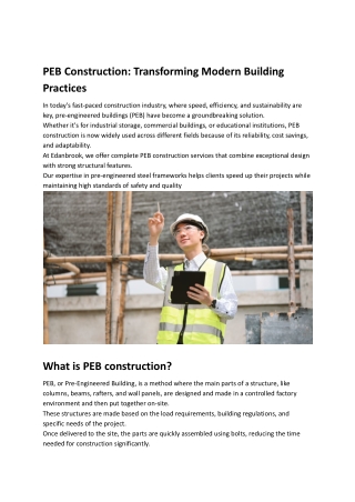 PEB Construction_ Transforming Modern Building Practices