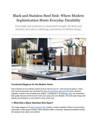 Black and Stainless Steel Sink: Where Modern Sophistication Meets Everyday Durability