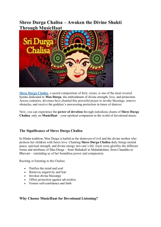 Shree Durga Chalisa – Awaken the Divine Shakti Through MusicHaat