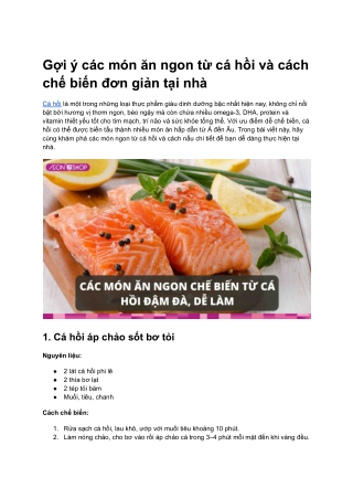 Gợi ý các món ăn ngon từ cá hồi và cách chế biến đơn giản tại nhà