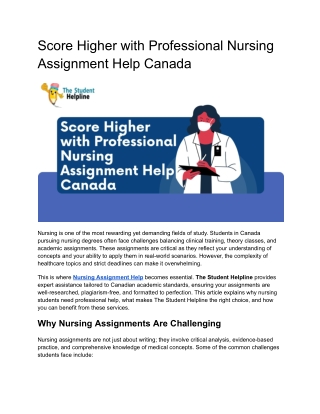 Score Higher with Professional Nursing Assignment Help Canada