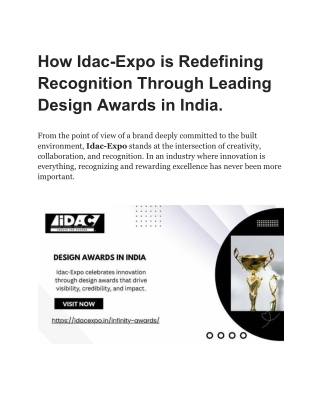 How Idac-Expo is Redefining Recognition Through Leading Design Awards in India (1)