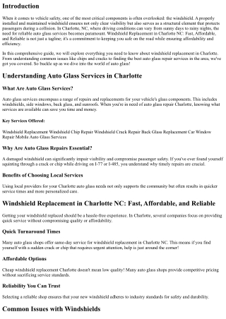Windshield Replacement in Charlotte NC: Fast, Affordable, and Reliable