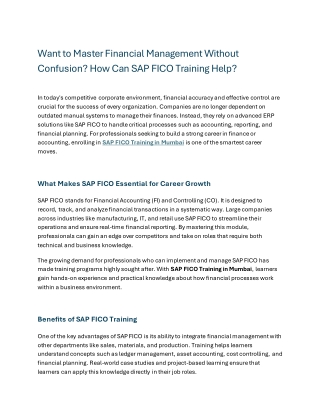 sap fico training in mumbai