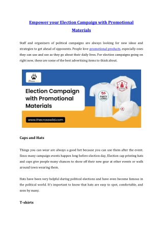 Empower your Election Campaign with Promotional Materials