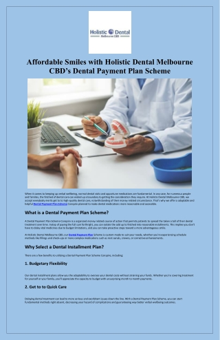 Affordable Smiles with Holistic Dental Melbourne CBD’s Dental Payment Plan Scheme