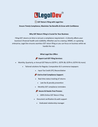 Get Filing GST Returns with Legal Dev