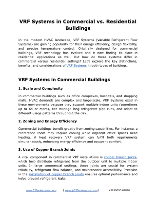 VRF Systems in Commercial vs. Residential Buildings