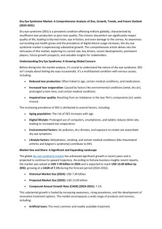 Dry Eye Syndrome Market Size, Trends, Growth & Share, 2032
