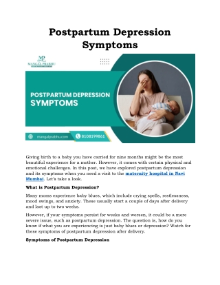 Postpartum Depression Symptoms