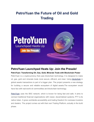 PetroYuan the Future of Oil and Gold Trading