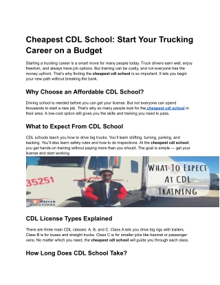 cheapest cdl school