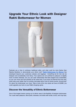 Upgrade Your Ethnic Look with Designer Rakhi Bottomwear for Women