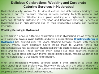 Delicious Celebrations: Wedding and Corporate Catering Services in Hyderabad