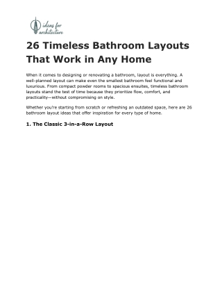 26 Timeless Bathroom Layouts That Work in Any Home